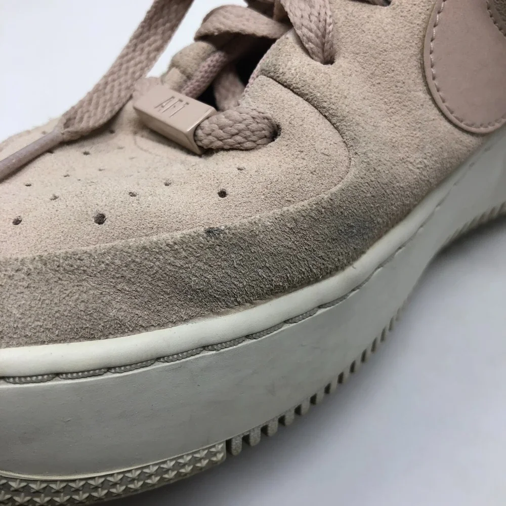 Nike Air Force 1 Sage Low Womens 6.5 Blush Pink Suede Leather Lace Up Streetwear